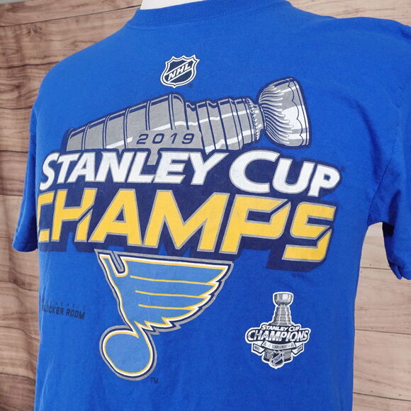 ST LOUIS BLUES NHL HOCKEY 2019 STANLEY CUP CHAMPIONS LOCKER ROOM TSHIRT SZ M - Picture 3 of 7